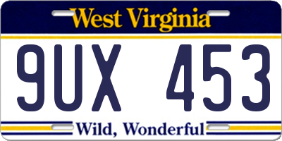 WV license plate 9UX453