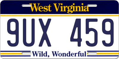 WV license plate 9UX459