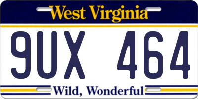 WV license plate 9UX464