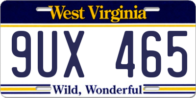 WV license plate 9UX465