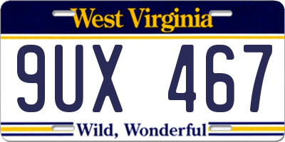 WV license plate 9UX467