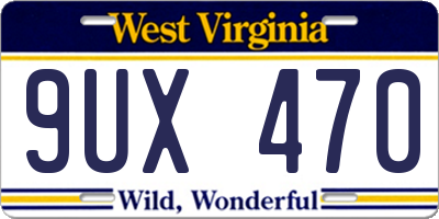 WV license plate 9UX470
