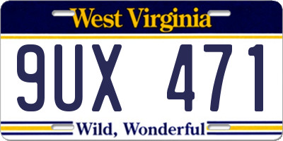 WV license plate 9UX471