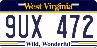 WV license plate 9UX472