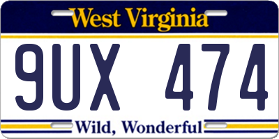 WV license plate 9UX474