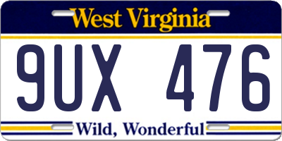 WV license plate 9UX476