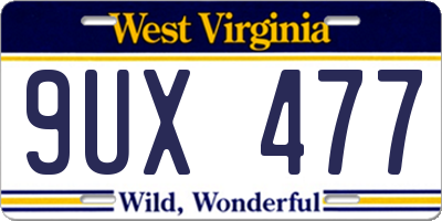 WV license plate 9UX477