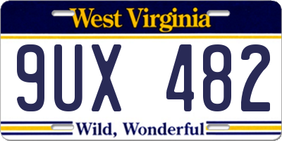 WV license plate 9UX482