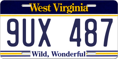 WV license plate 9UX487