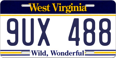 WV license plate 9UX488