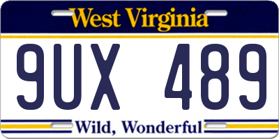 WV license plate 9UX489
