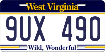 WV license plate 9UX490