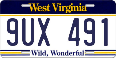 WV license plate 9UX491