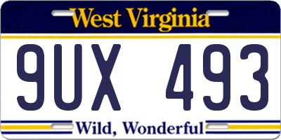 WV license plate 9UX493