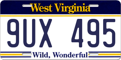 WV license plate 9UX495