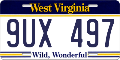 WV license plate 9UX497