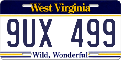 WV license plate 9UX499