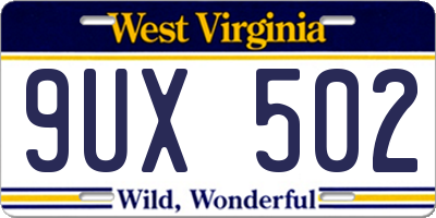 WV license plate 9UX502