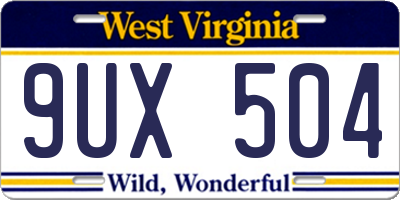 WV license plate 9UX504