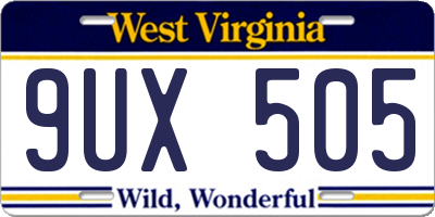 WV license plate 9UX505