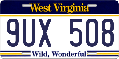 WV license plate 9UX508