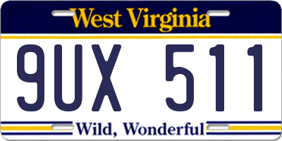 WV license plate 9UX511