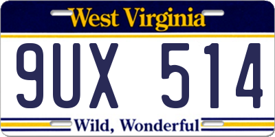 WV license plate 9UX514