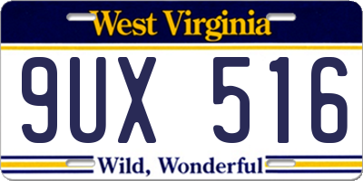 WV license plate 9UX516