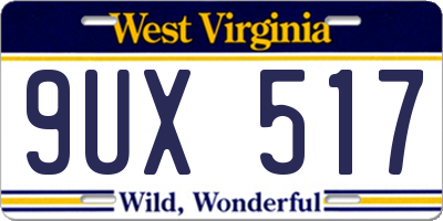 WV license plate 9UX517