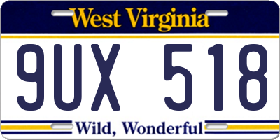WV license plate 9UX518