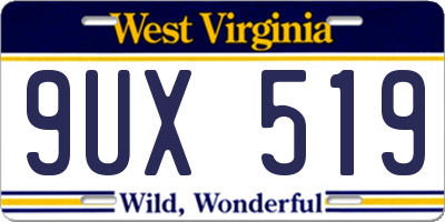WV license plate 9UX519