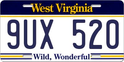 WV license plate 9UX520