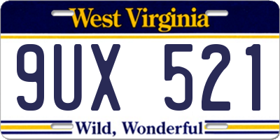 WV license plate 9UX521