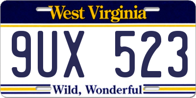 WV license plate 9UX523