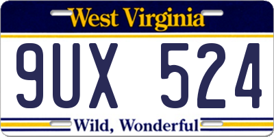 WV license plate 9UX524