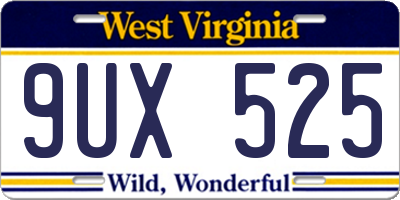 WV license plate 9UX525