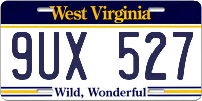 WV license plate 9UX527