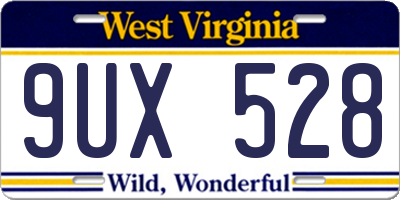WV license plate 9UX528