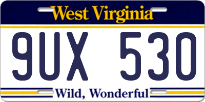 WV license plate 9UX530