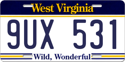 WV license plate 9UX531