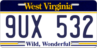 WV license plate 9UX532
