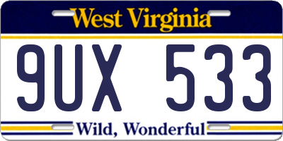 WV license plate 9UX533