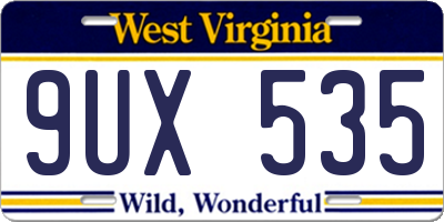 WV license plate 9UX535