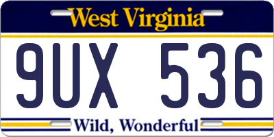 WV license plate 9UX536