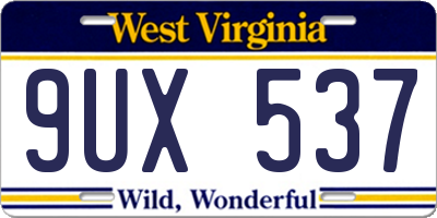 WV license plate 9UX537