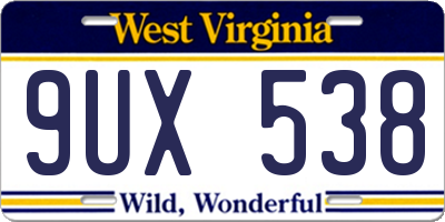 WV license plate 9UX538