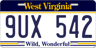 WV license plate 9UX542