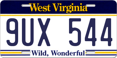 WV license plate 9UX544