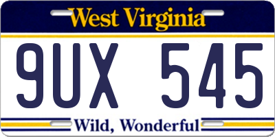WV license plate 9UX545
