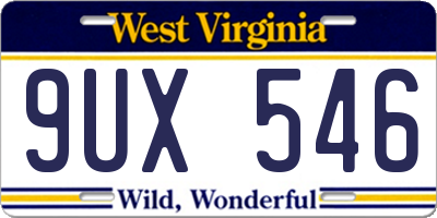 WV license plate 9UX546
